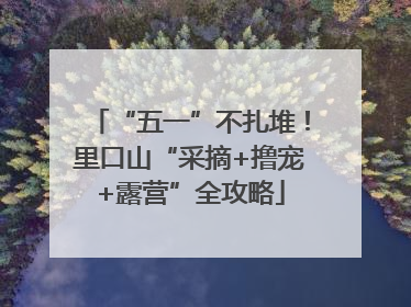 “五一”不扎堆！里口山“采摘+撸宠+露营”全攻略