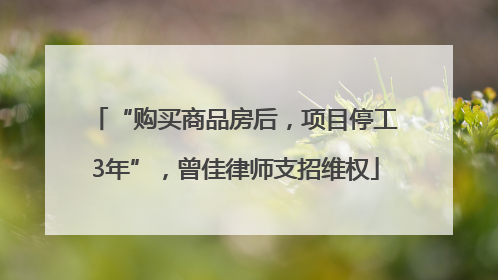 “购买商品房后，项目停工3年”，曾佳律师支招维权