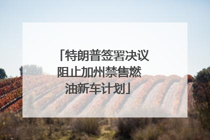 特朗普签署决议 阻止加州禁售燃油新车计划