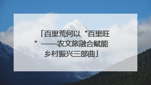 百里荒何以“百里旺”——农文旅融合赋能乡村振兴三部曲