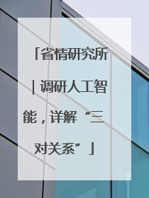 省情研究所｜调研人工智能，详解“三对关系”