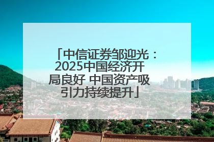 中信证券邹迎光：2025中国经济开局良好 中国资产吸引力持续提升