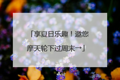 享夏日乐趣！邀您摩天轮下过周末→