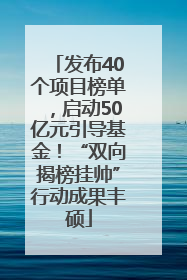 发布40个项目榜单，启动50亿元引导基金！“双向揭榜挂帅”行动成果丰硕