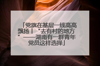 党旗在基层一线高高飘扬丨“去有村的地方”——湖南有一群青年党员这样选择