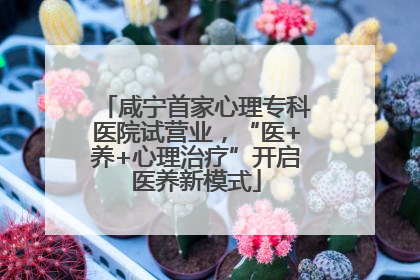 咸宁首家心理专科医院试营业，“医+养+心理治疗”开启医养新模式