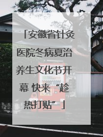 安徽省针灸医院冬病夏治养生文化节开幕 快来“趁热打贴”