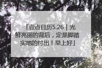 壹点日历5.26｜光鲜亮丽的背后，定是脚踏实地的付出！早上好