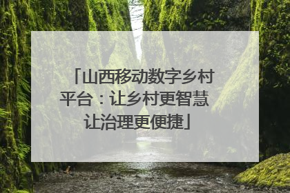 山西移动数字乡村平台：让乡村更智慧 让治理更便捷