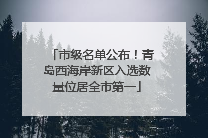 市级名单公布！青岛西海岸新区入选数量位居全市第一