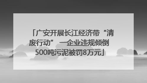 广安开展长江经济带“清废行动” 一企业违规倾倒500吨污泥被罚8万元