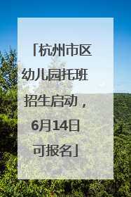 杭州市区幼儿园托班招生启动，6月14日可报名