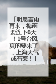 明晨雷雨再来，梅雨要连下6天！1号台风真的要来了，上海天气或有变！