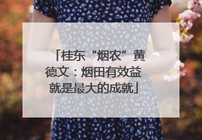 桂东“烟农”黄德文：烟田有效益就是最大的成就