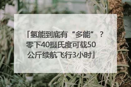 氢能到底有“多能”？零下40摄氏度可载50公斤续航飞行3小时