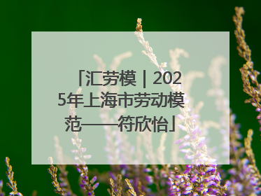 汇劳模｜2025年上海市劳动模范——符欣怡