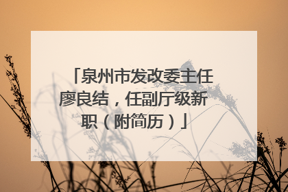 泉州市发改委主任廖良结，任副厅级新职（附简历）