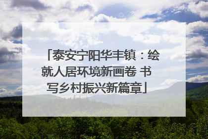 泰安宁阳华丰镇：绘就人居环境新画卷 书写乡村振兴新篇章