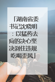 湖南省委书记沈晓明：以猛药去疴的决心坚决刹住违规吃喝歪风