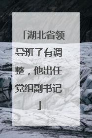 湖北省领导班子有调整，他出任党组副书记