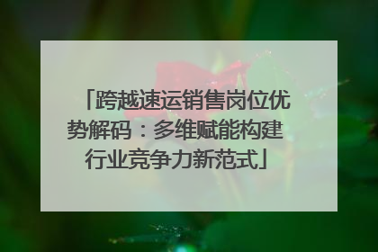 跨越速运销售岗位优势解码：多维赋能构建行业竞争力新范式