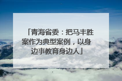青海省委：把马丰胜案作为典型案例，以身边事教育身边人