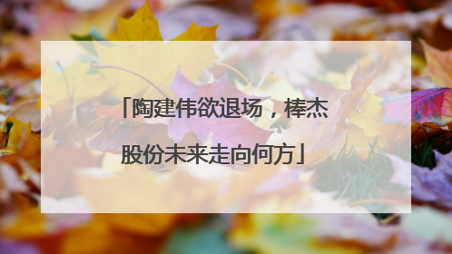 陶建伟欲退场，棒杰股份未来走向何方