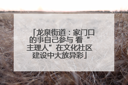 龙泉街道：家门口的事自己参与 看“主理人”在文化社区建设中大放异彩