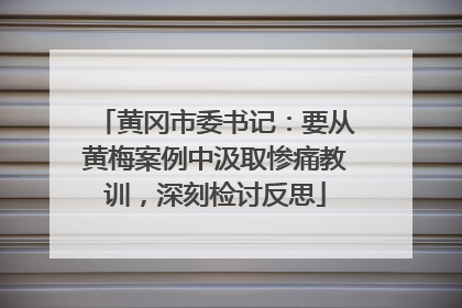 黄冈市委书记：要从黄梅案例中汲取惨痛教训，深刻检讨反思