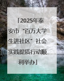 2025年泰安市“百万大学生进社区”社会实践提质行动顺利举办